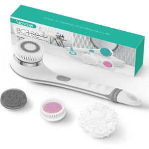 VOYOR Electric Body Brush Back Scrubber for Shower Rechargeable Exfoliating Bath Brush Powered Shower Brush with Non-Slip Long Handle Deep Cleansing, Exfoliation, Massaging Spin Brush BC100 (Grey)