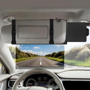 Veharvim Sun Visor Extender for Car (Polarized, UV400, PC Lens, Side Sunshade, Straps&Adjusters), Car Visor Extender Sun Blocker, Visor Extender Attachment, Anti-Glare for Safe Driving(Driver Side)