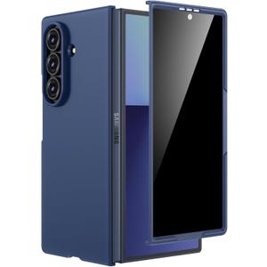 Maxdara for Samsung Z Fold 7 Case, with Privacy Tempered Glass Screen Protector, Support Wireless Charging Protective Phone Cover for Samsung Galaxy Z Fold 7 (Blue)