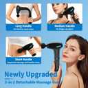 Massage Gun Deep Tissue with Extension Handle Professional Percussion 3-in-1 Detachable Back Massager for Pain Relief,Muscle Relief Massager for Shoulder Back Thigh Waist&Neck (Dark Black)