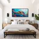 Mecowcm Sea Turtle Extra Large Wall Art Ocean Coastal Framed Wall Decor Swimming Turtle Canvas Painting Pictures for Living Room Bedroom Bathroom Office 30"x60"