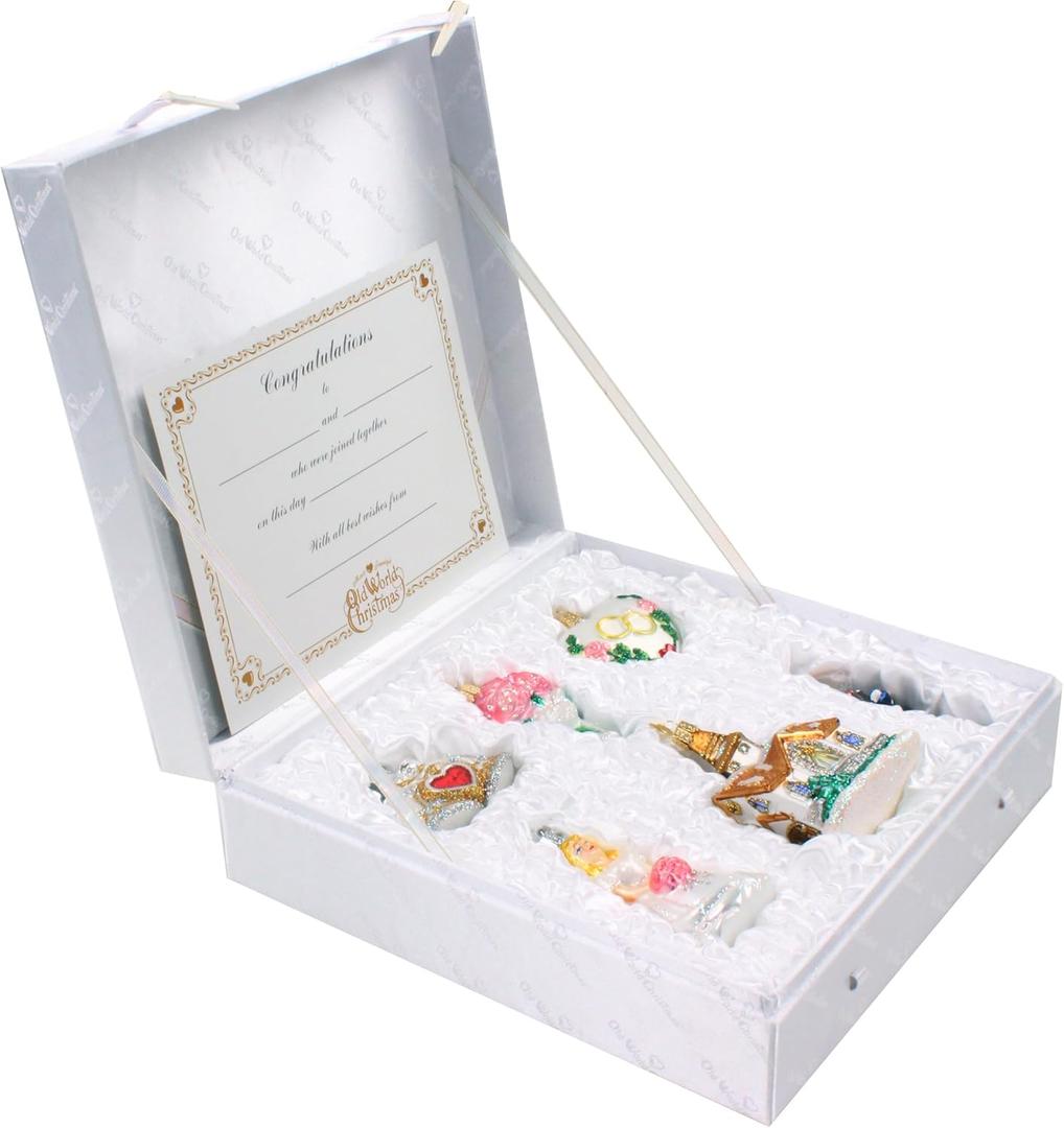 Wedding Collection Set of 6 Glass Old World Christmas Ornament 14011