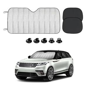 Dickno Car Windshield Sun Shade, 55.1"×27.5" Foldable Front Window Shade Protect Your Car from Sun Heat & Glare Best UV Ray, Auto Windscreen Sun Blocker Shield with 2 Side Window Shades