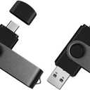 2-Pack 128GB Dual USB Flash Drive 2.0 - USB C & USB A 2-in-1 Thumb Drive for PC, Type C Phones,External Memory Stick for Photos/Videos