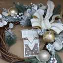 Pre-lit Christmas Wreath 26 Inch, Christmas Village House Wreath with Ornaments & Bow Decoration for Home Front Door Porch Wall Winter Xmas Holiday Decor