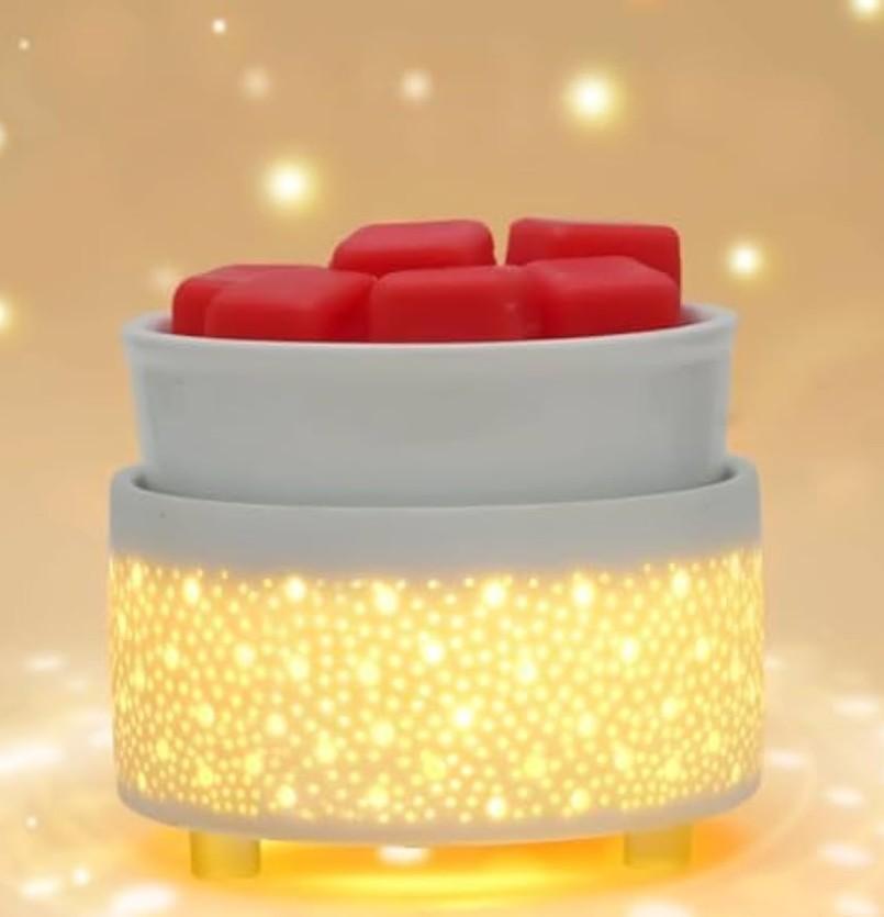 Wax Melt Warmer Ceramic 3-in-1 Oil Burner Electric Candle Wax Warmer Burner Heating Plate Melter Fragrance Warmer for Scented Waxs Home Office Bedroom Aromatherapy Gift& Décor