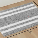 2 pcs Striped Heathered Bath Rugs Extra Soft and Absorbent Microfiber Bath Rugs, Quick Dry Machine Washable Bath Mats for Bathroom Floor, Tub and Shower, Home Decor Accessories, 24"x35", Grey