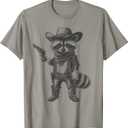 Raccoon Cowboy Hat Funny Western Cute Raccoon Lover Vintage T-Shirt (S, Slate Grey)