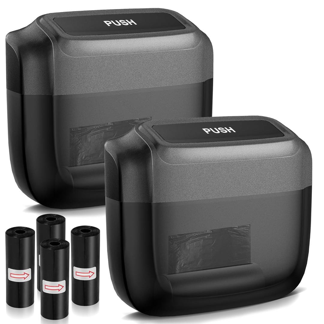 2 Packs Car Trash Can with LidBuilt-in Storage Garbage BagLeakproof Vehicle TrashCar Accessories for Interior,Mini Garbage Bin for Automotive, Office, Kitchen,Bedroomwith 20pcs Trash Bags (Black)