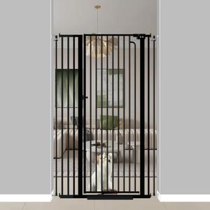 57" Extra Tall Pet Gate for Cats Dogs-29.5"-62.2" Extra Wide Cat Gate for Doorways and Stairs-1.37" Ultra Narrow Spacing Pressure Mounted Dog Gate with One-Handed Operation(29.5"-38.5") (Black)