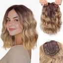 LEEONS 11" Short Wavy Hair Topper for Women, 6.5x6.5 Base Lightweight Heat Resistant Synthetic, Thinning Hair Coverage