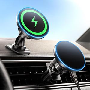 for iPhone 16 Magsafe Car Mount Charger, [2024 New] 15W 2in1 Magnetic Wireless Car Charger, fits for Magsafe Car Charger, Vent/Dashboard Phone Holder Mount for iPhone 16 15 14 13 12 Series (Black)