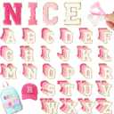 NICEVINYL Self-Adhesive Chenille Letters Patches: 104PCS Pink-Colored Letter Patches Stickers - Varsity Alphabet Initial Patch for Clothing Backpacks Make-up Bags DIY Gifts Decor