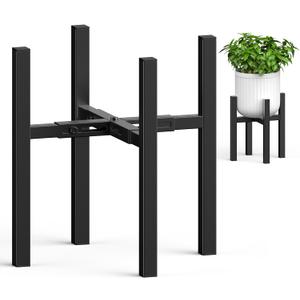 ROSSNY Plant Stand for Indoor and Outdoor: Adjustable Width Fits for 8-12 Inch Pots - Metal Heavy Duty Plant Stand Holder Up to 200lbs, 14.2 Inch Single Tier Planter Stand, Black, 1 Pack (Without Pot)