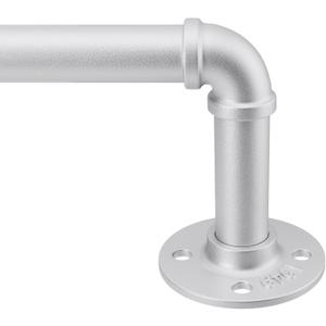 Zeerobee Curtain Rods for Windows 48 to 84, 1 Inch Industrial Wrap Around Curtain Rod, Indoor/Outdoor Room Divider Adjustable Drapery Pole, 48"-86", Silver (48" to 86")