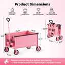 29.3" Collapsible Wagon Cart, 150L Heavy Duty Folding Utility Wagon with Wheels, 260 lbs Load, Portable Rolling Cart for Garden, Shopping, Sports, Camping, Pink