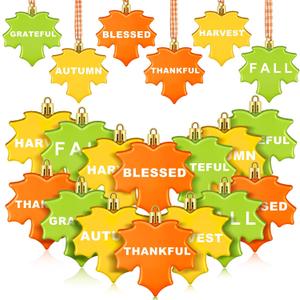 Giltinsel 24 Pieces Thanksgiving Maple Leaf Hanging Ornaments Fall Tree Hanging Decoration Leaf Tree Ornaments Harvest Pendants Decor Autumn Decorative Leaves for Party Supplies (Bright Color)
