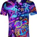 uideazone Mens Funny Hawaiian Shirts 3D Graphic Button Down Short Sleeve Tropical Holiday Beach Aloha Shirt (Purple, XXL)