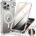 Miracase Magnetic for iPhone 16 Pro Case Full-Body Phone with Built-in Glass Screen Protector, [Compatible with MagSafe] Military Drop Proof 16 Pro Cover Bumper 6.3 inch, Clear