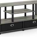 Furnio Large Stand for up to 55-Inch TV, French Oak, 47. 63(W) x 15. 55(H) x 22. 79(D) Inches., Grey/Black