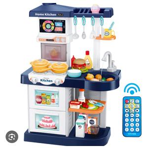 Kids Play Kitchen Playset, Toy Kitchen with Remote Control Lights and Music,Pretend Steam and Play Sink, Pink Kitchen Accessories Set for Kid, Toddler Birthday for Boy Girls