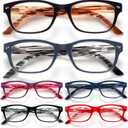 BLOEXCLU 6 Pack Reading Glasses for Women Men Blue Light Blocking Spring Hinge Computer Readers, Anti Eyestrain/Glare