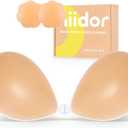 Niidor Adhesive Bra Strapless Ultra Sticky Invisible Push up Silicone Bra Multiple Colors Sizes Reusable for Backless Dress (Creme)