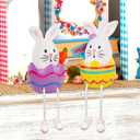 Lulu Home Easter Bunny Figurines, 2 Pack Resin Easter Egg Bunny Shelf Sitters with Dangling Legs, Modern Statue Easter Sculpture for Tabletop Centerpieces Window Sill Decorations