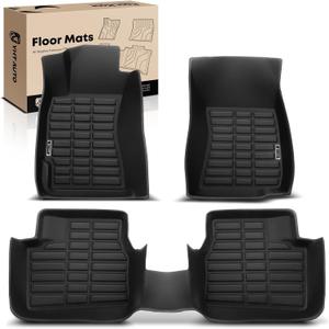 YHTAUTO Automotive Floor Mats for Subaru Forester 2009-2013 | TPE All Weather Car Mats, Anti-Slip & Custom Fit Floor Liners | Interior Accessories, Front & 2nd Row, Black, Set of 3