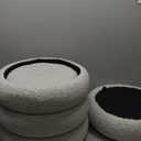 Square Set of 2 Sherpa Storage Ottoman Stool with Removeable lid,Load up to 440 lbs Footstool, Boucle Vanity Stool for Livingroom Bedroom Gray UASND69G (Grey)