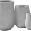 Kante 28",21",14" H Round Natural Concrete Tall Planters (Set of 3), Indoor Large Planter Pots Containers for Patio, Balcony, Backyard, Living Room, 28", 21" and 14"H