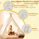 4 Pack Teepee Tent for Kids Slumber Party, Cotton Canvas Playhouse Sleepover Tent with Pompom for Girls & Boys Movie Night Holiday Party Supplies (White), 17 inches x 7 inches x 8 inches