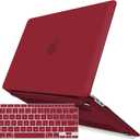 IBENZER Compatible with New MacBook Air 13 inch Case 2022 2021 2020 M1 A2337 A2179 A1932, Plastic Hard Shell Case with Keyboard Cover for Mac Retina Display with Touch ID, Wine Red, MMA-T13WR+1B