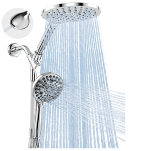 MakeFit Dual Handheld Shower Head Combo, 2-in-1 Rain Shower Heads System 8 Inch Rainfall Shower Head and 10 Modes High Pressure Hand Held Showerhead with Built-in Power Wash