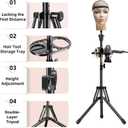 Wig Head Stand Tripod - Reinforced Mannequin Stand, Adjustable Height 31" - 57" Wig Stand for Styling, Cosmetology Hairdressing Training with Wig Caps, T-Pins Hair Clips