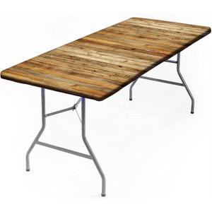 Rectangle Wood Grain Fitted Tablecloths, Brown Wooden Textured and Natural Walnut Elastic Edged Table Cover, for Indoor Dinner Outdoor Picnic Party Decor, 48x24 Inch, (4ft)