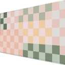 Checkered Desk Mat Cute Pink Pastel XXL Large Mouse Pad Aesthetic Boho Desk Pad with Stitched Edges, Office Decor Keyboard Pad Mouse Mat for Computer (31.5" x 15.7")