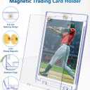 100ct Magnetic Trading Card Holders: 35pt One Touch Card Holder, U-V Protection Hard Plastic Magnetic Cards Case for Sports Game, Football, Baseball Cards - Ultra Slim