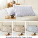 QSH White Ruffled Pillow Shams Standard Size Set of 2,Shabby Boho Chic Ruched Pillowcases Standard Ultra Soft and Luxury Microfiber Pillow Cover 20"x26" for Bedroom