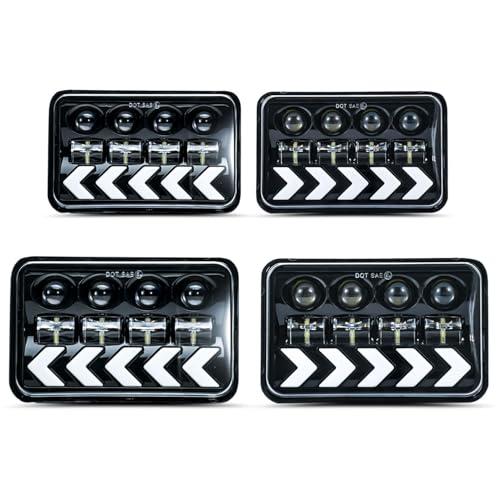 MXSAG 4pcs 6" X 4" Square White & Amber Headlights Turn Signal HI/LO Beam DRL Daytime Running Lights Compatible With Jeep Wrangler American Motors Concord/Ea-gle/Spirit Buick Electra/LeSabre/Regal