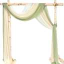 3 Panel Wedding Arch Draping Fabric, Sage Green Chiffon Wedding Backdrop Curtain Sheer Hanging Draping Fabric for Ceremonies, Parties, Festivals, Stage Decorations (30" x 20ft)