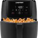 Chefman Digital Air Fryer, Large 5 Qt Family Size, One Touch Digital Control Presets, French Fries, Chicken, Meat, Fish, Nonstick Dishwasher-Safe Parts, Automatic Shutoff, Black