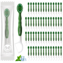 nicedae Disposable Mini Travel Toothbrush Bulk with Toothpaste 5in1 60Ct Portable Toothbrushes Set Floss Pick Tongue Scraper Cruise and Travel Essentials (Green)