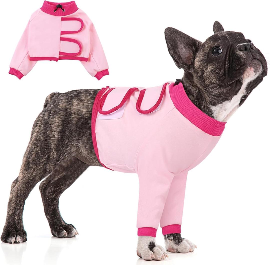 KOESON Dog Recovery Sleeve for Front Legs, Soft Pet Recovery Suit After Surgery, Adjustable Dog Leg Elbow Protector, Pet Wound Care Shirt to Stop Licking, E-Collar Cone Alternative, Pink, Small