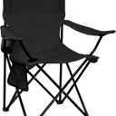Folding Camping Chair with Cup Holder & Side Storage Bag 300lbs Capacity Lightweight High Back Portable for Beach, Picnic, Sport, Black