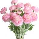 6PCS Artificial Ranunculus Flowers with Real Touch Stem Silk Ranunculus Flowers for Household Arrangement (Pink Purple)