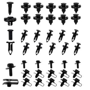 QMotz Engine Under Cover Splash Shield Guard Body Bolts Screws, Bumper Fender Liner Push Retainer Fastener Rivet Car Clips Kit, Car Bumper Clips, U-Nuts Kit, Universal Car Replacement, Black65PCS