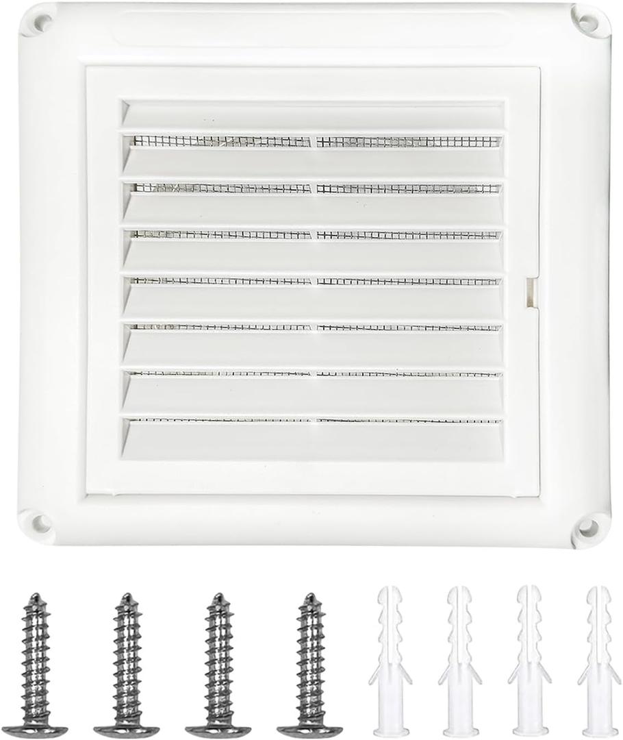 4" Louvered Vent Cover Dryer Exhaust Air Vent Cover for Exterior Wall Vent Hood Outlet Airflow with 4 Screws for Easy Installation
