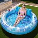 SLOOSH Inflatable Tanning Pool Lounger Float,72" x 65" Pool Floats Adult with Pillow,Luxury Fabric Large Suntan Tub Raft Floatie,Sunbathing Bed Lounge for Water Blow Up Kids Ball Pit Party Gifts,Blue