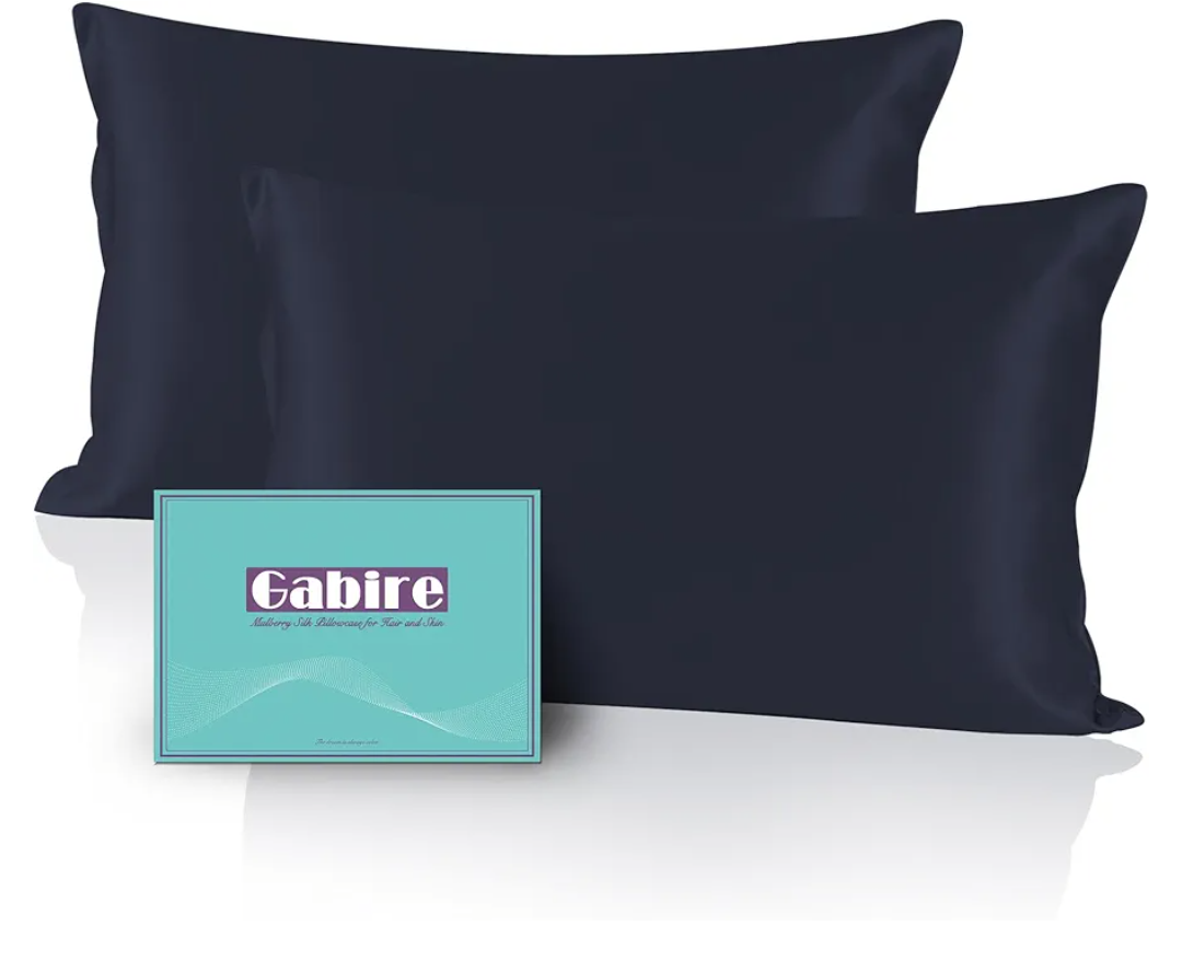 BALAPET 2 Pack Satin Cervical Pillowcase, Smooth & Soft Pillow Case Cover,Ergonomic Pillowcase with Zipper,Cover Only(Navy Blue)